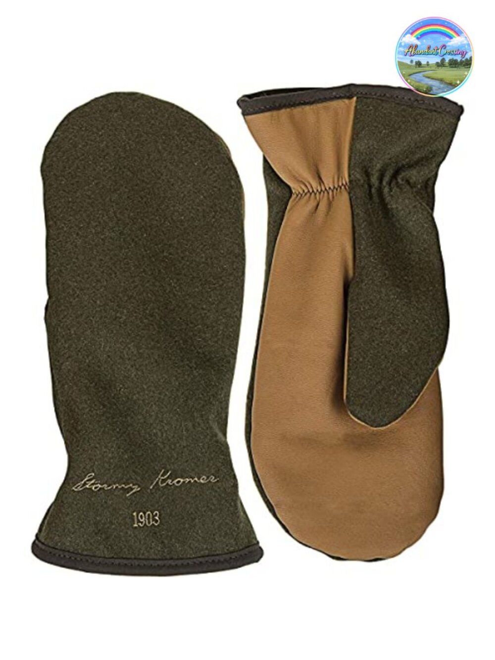 Men's Winter Mittens Wool Nylon Goatskin Palms Sherpa Lining Pull On